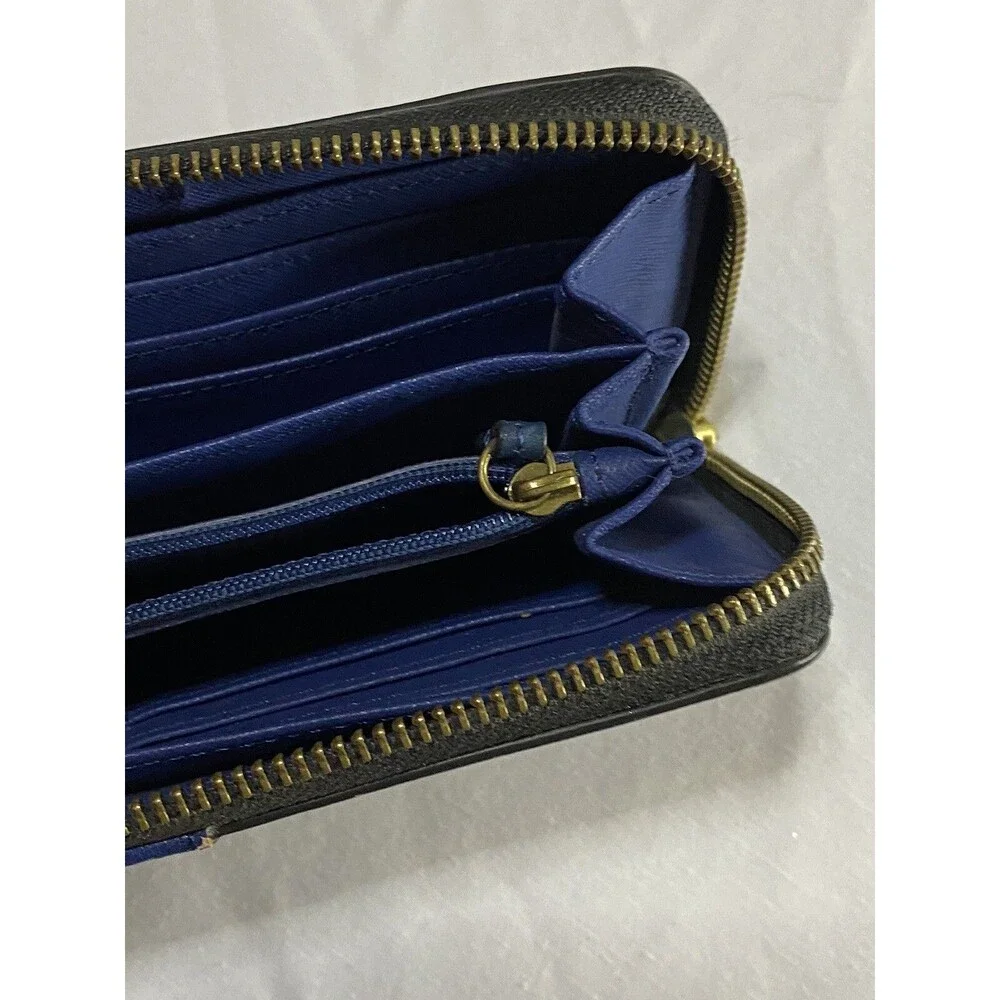 Fossil zip wallet Clutch blue Multi Color pattern card holder change pocket
